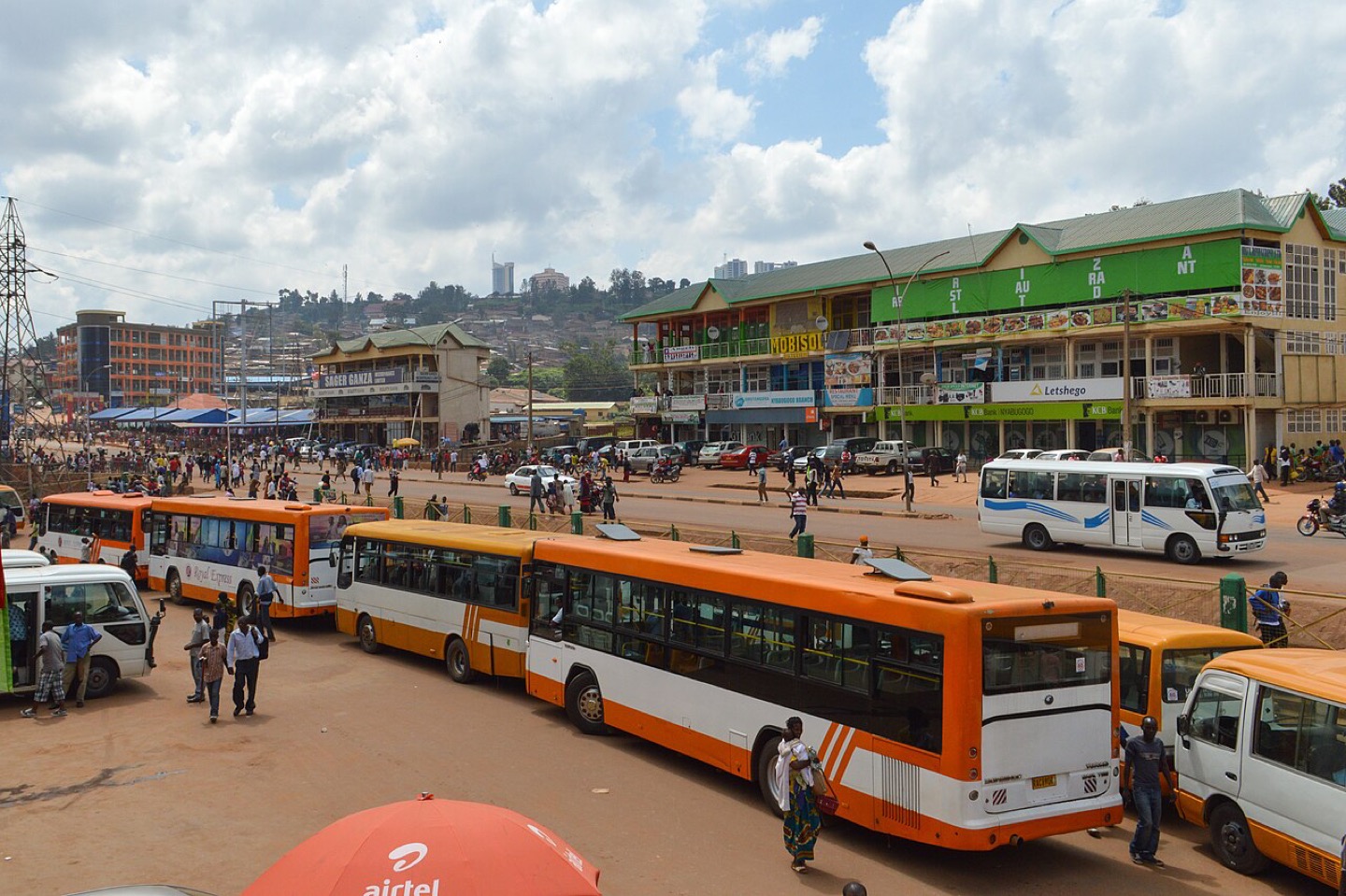Buses at Nyabugogo bus station in Kigali, Rwanda