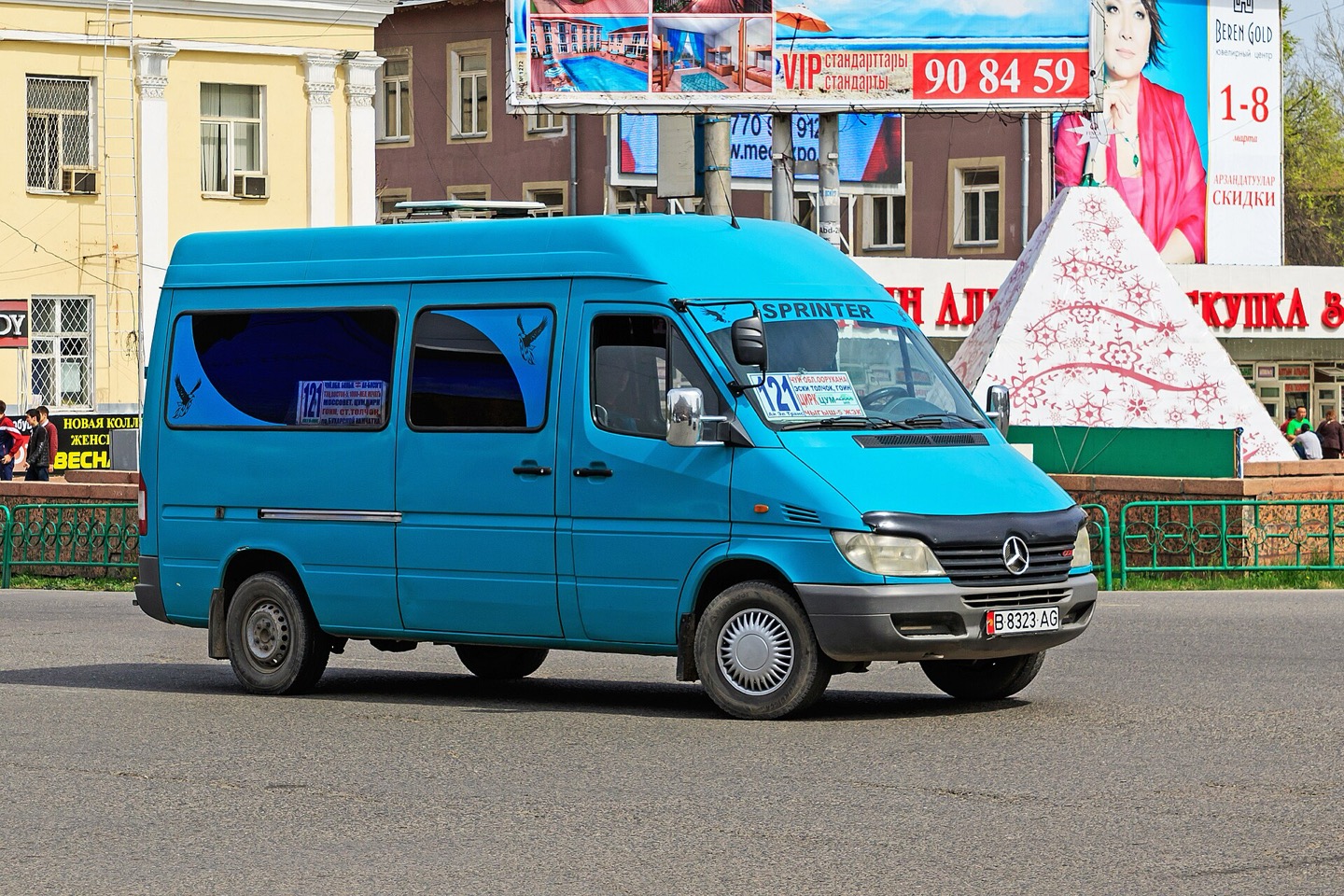 A minibus on Chuy Avenue in Bishkek, Kyrgyzstan