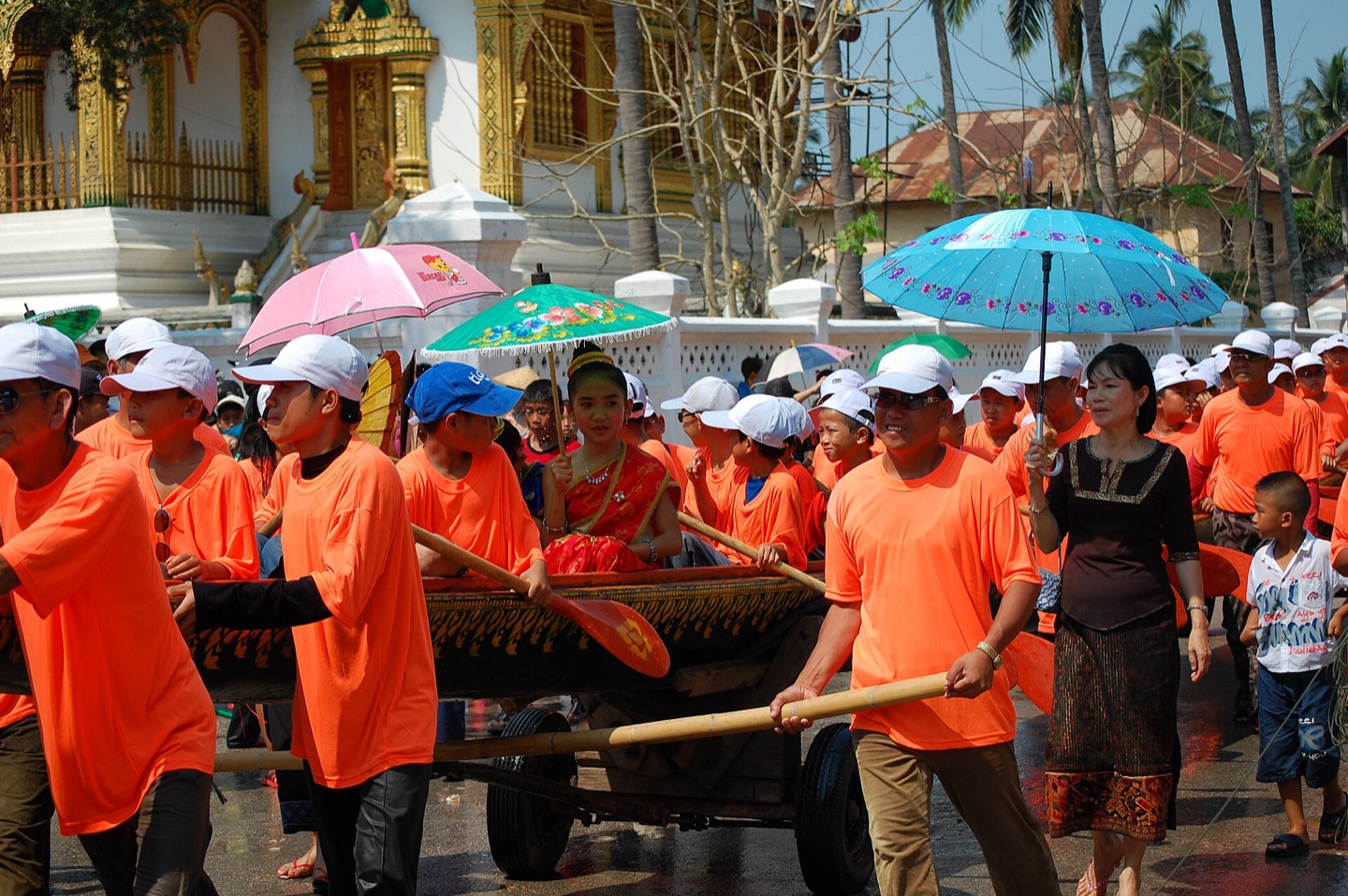 A riverboat float in a Lao New Year parade