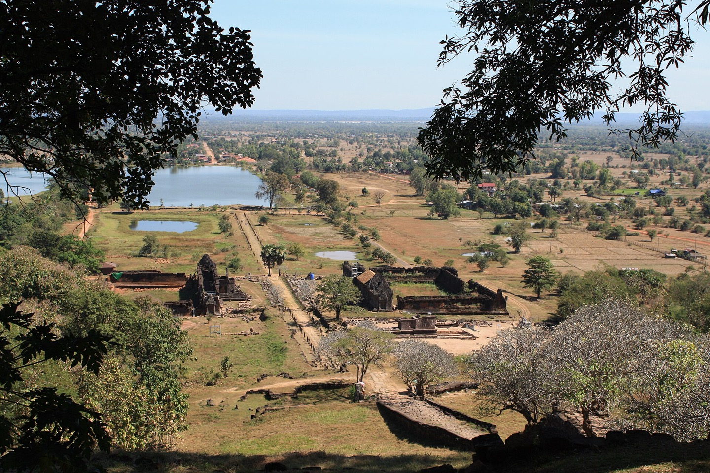 The landscape seen from Wat Phu towards the Mekong in Laos