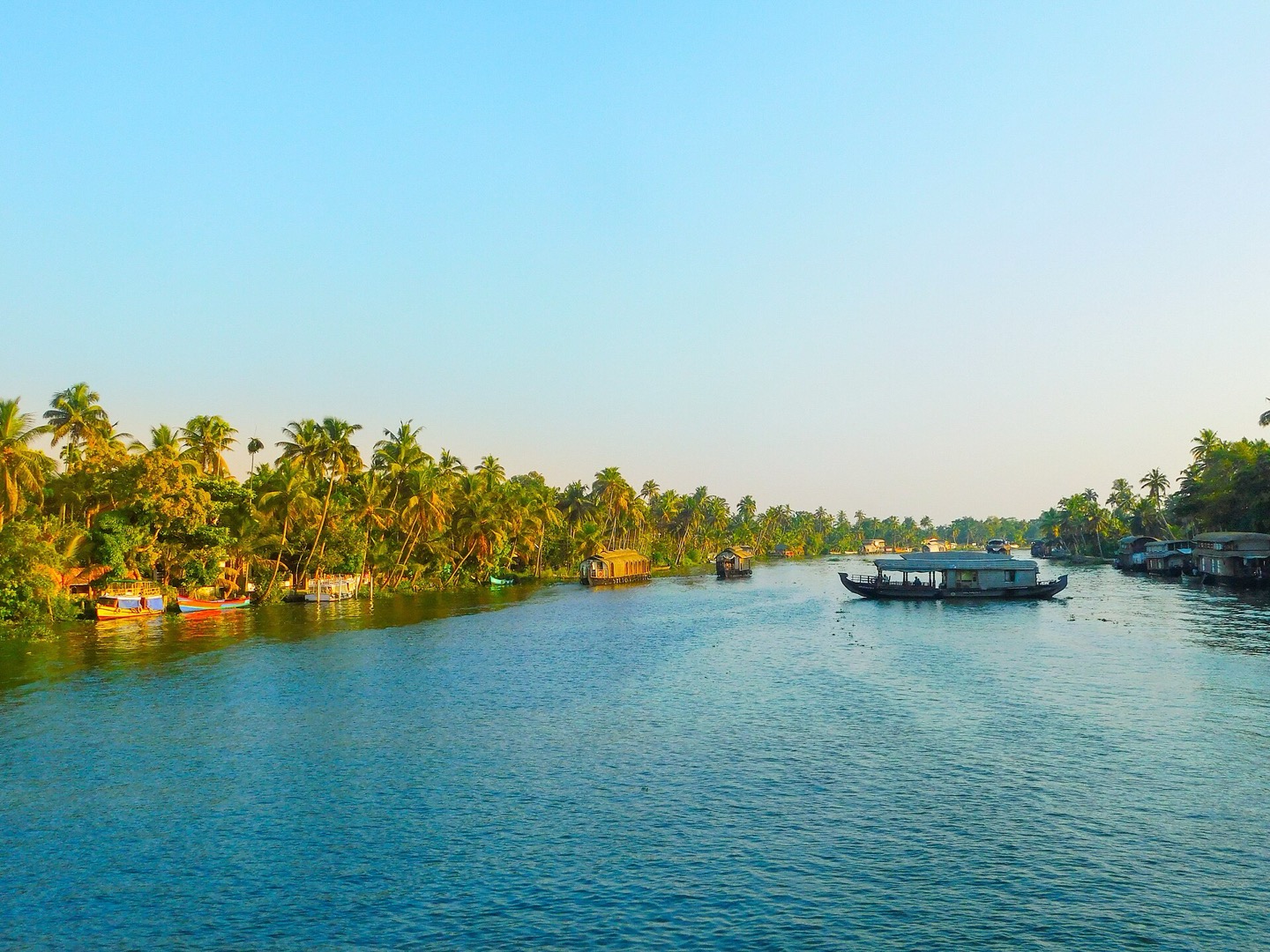 A houseboat on the backwaters of Kumarakom, Kerala, India