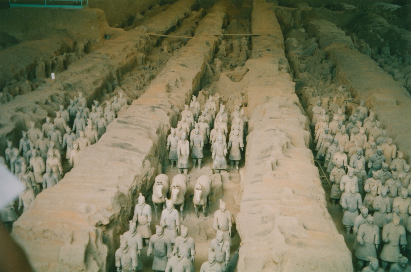 Ranks of the Terracotta Army in their pit near Xi’an