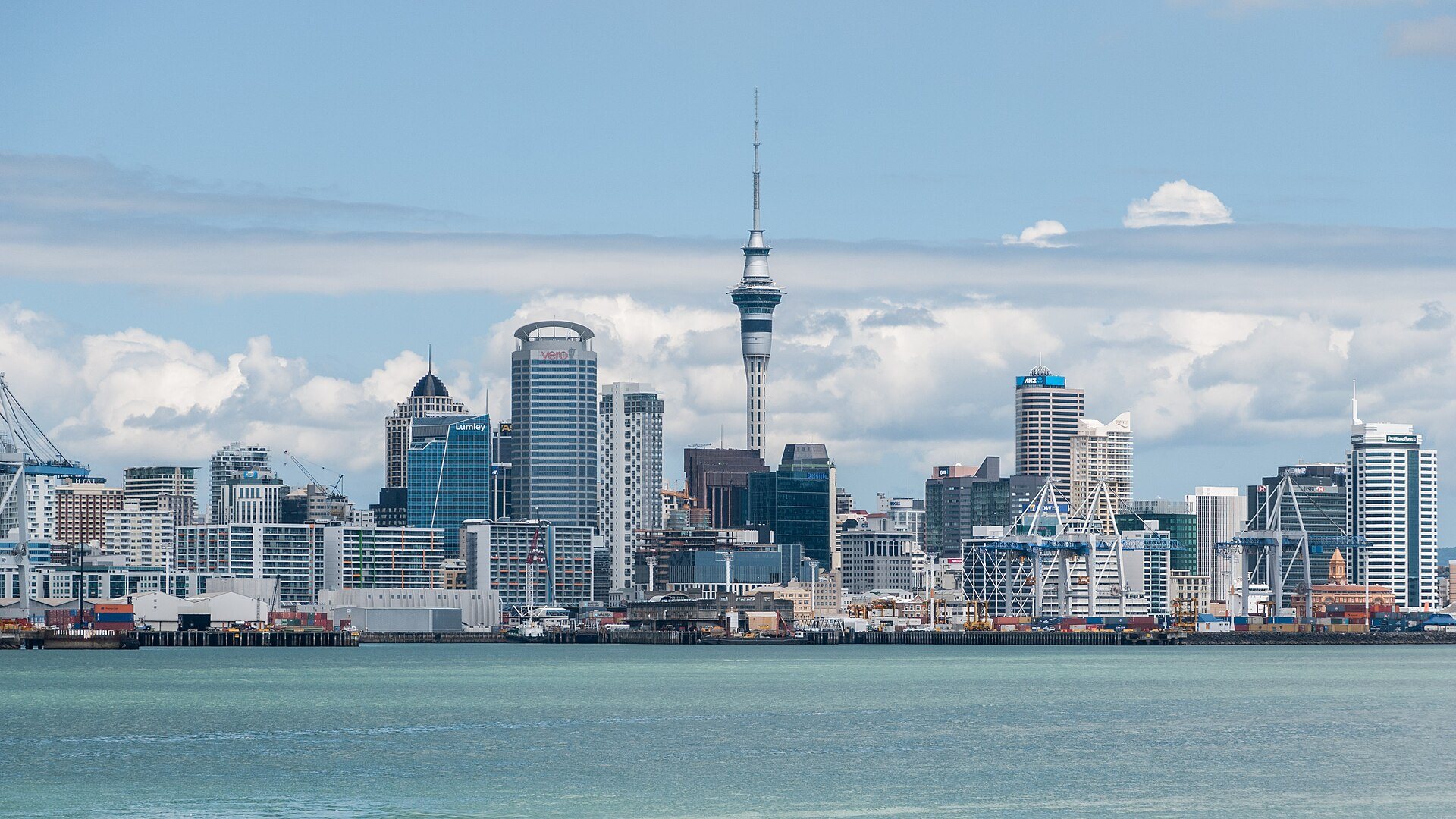 Auckland’s skyline across the harbour from Devonport, New Zealand