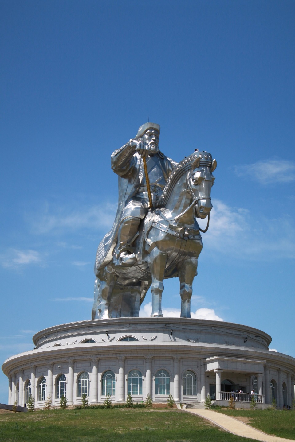The 40-meter stainless steel equestrian statue of Genghis Khan at Tsonjin Boldog