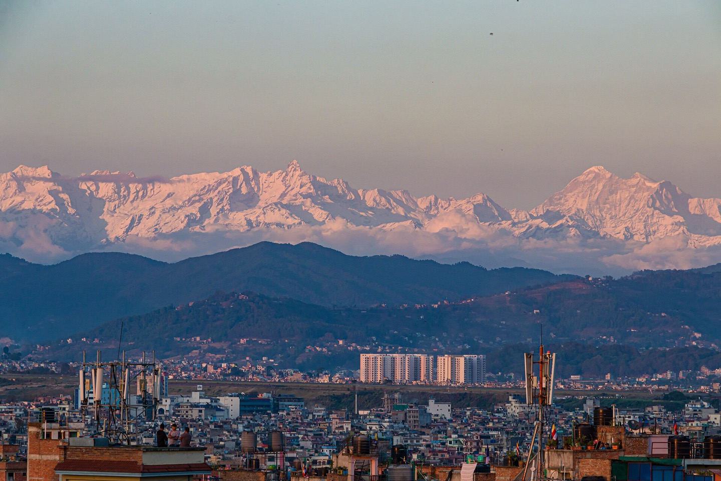 The Himalayan mountains seen from Patan, Nepal
