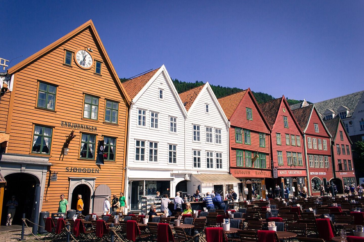The wooden waterfront of Bryggen in Bergen