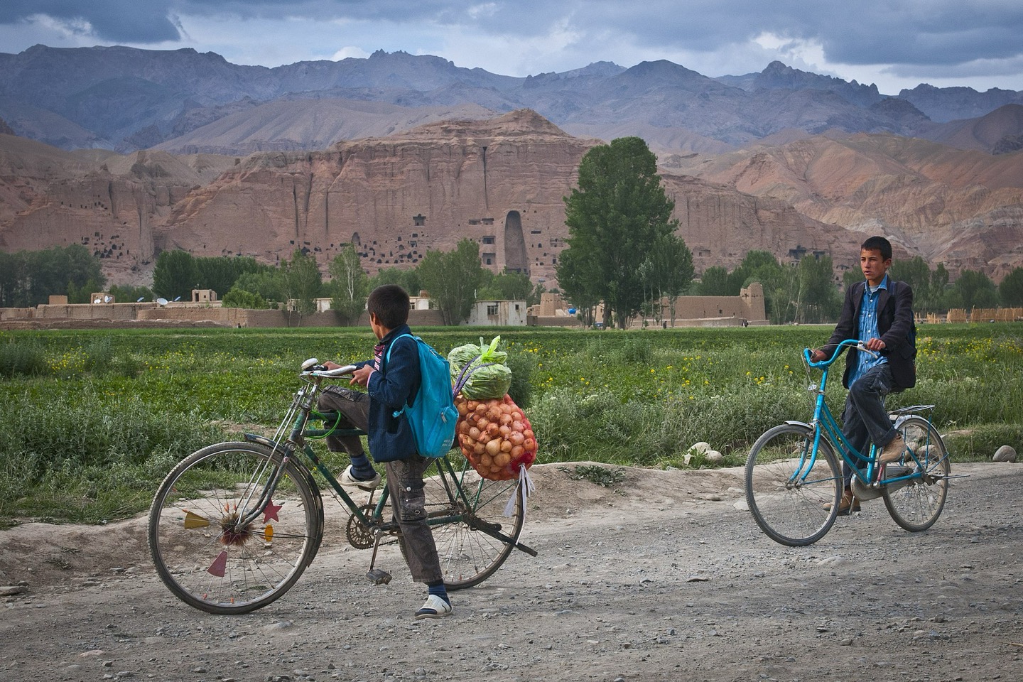 Children with bicycles in Bamyan, Afghanistan