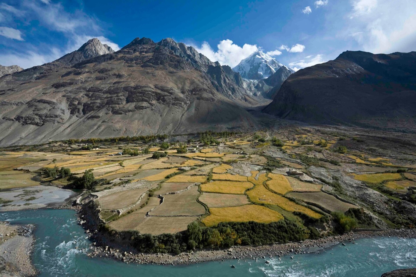 Cultivated fields in the Wakhan valley of Afghanistan
