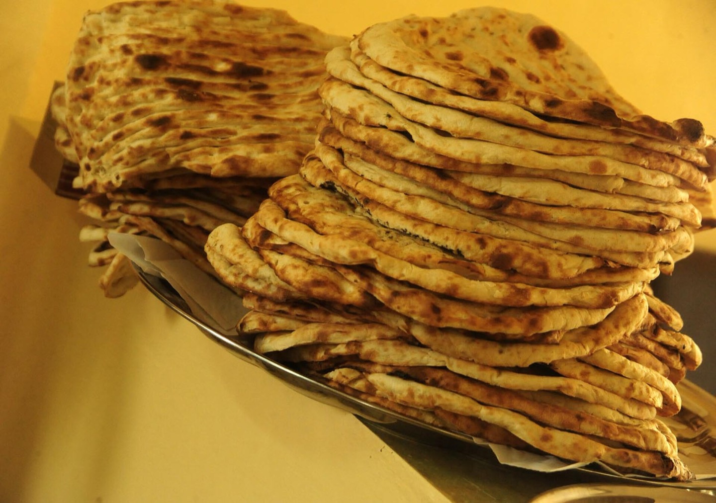 Fresh naan bread prepared in Afghanistan