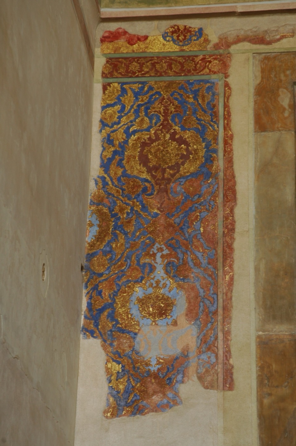 The decorated ceiling of Ali Qapu Palace in Isfahan, Iran