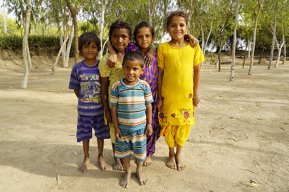 Children in Gulabewala village in Punjab