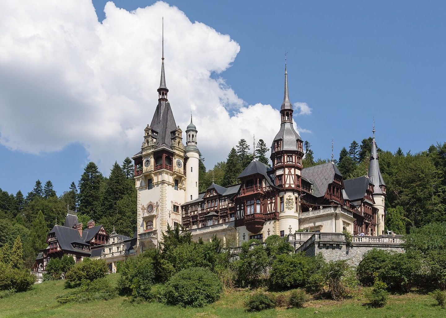 Peles Castle in the Carpathian foothills at Sinaia