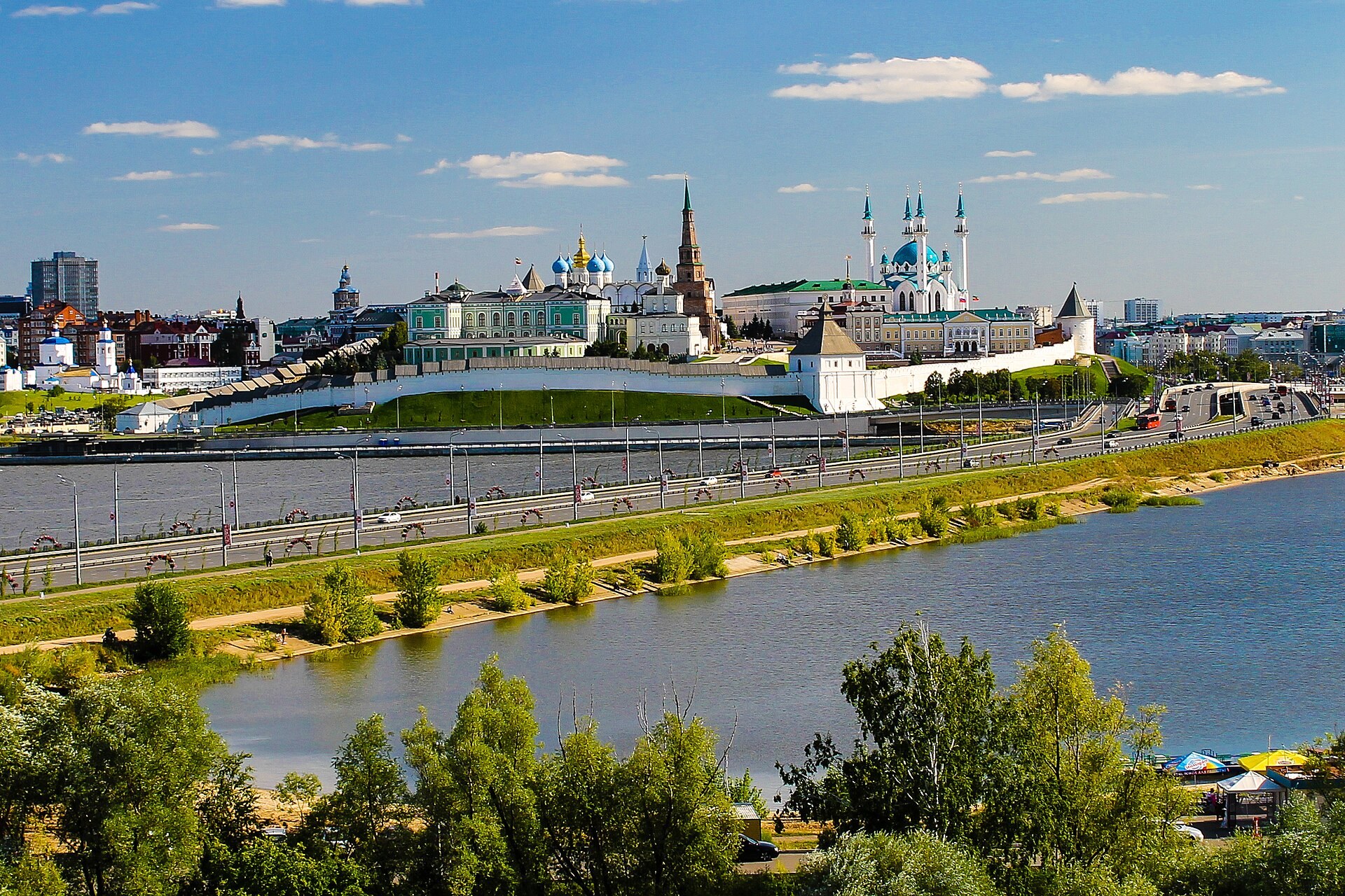 The towers and historic buildings of the Kazan Kremlin in Russia