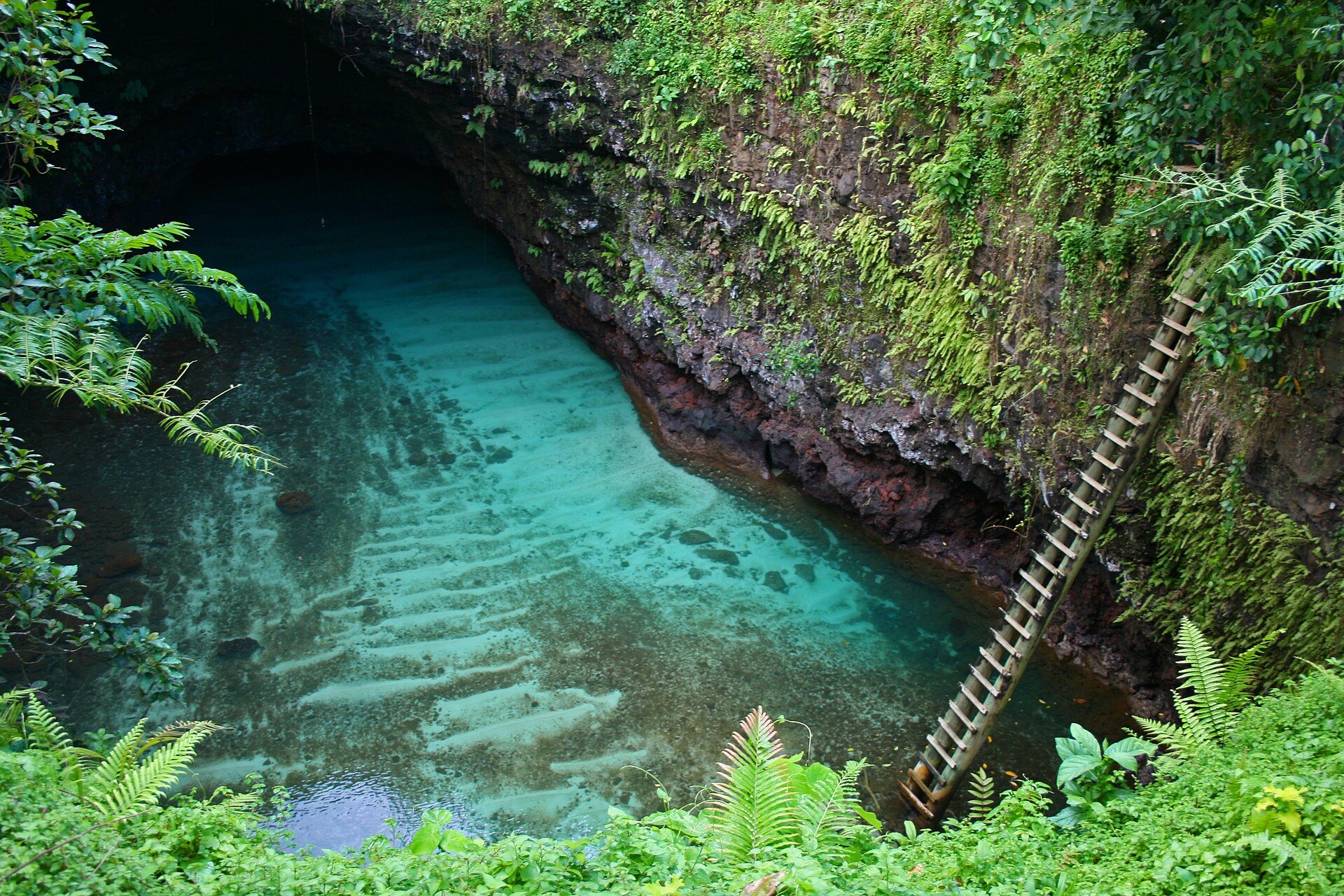 The To Sua Ocean Trench swimming hole at Lotofaga on Upolu, Samoa