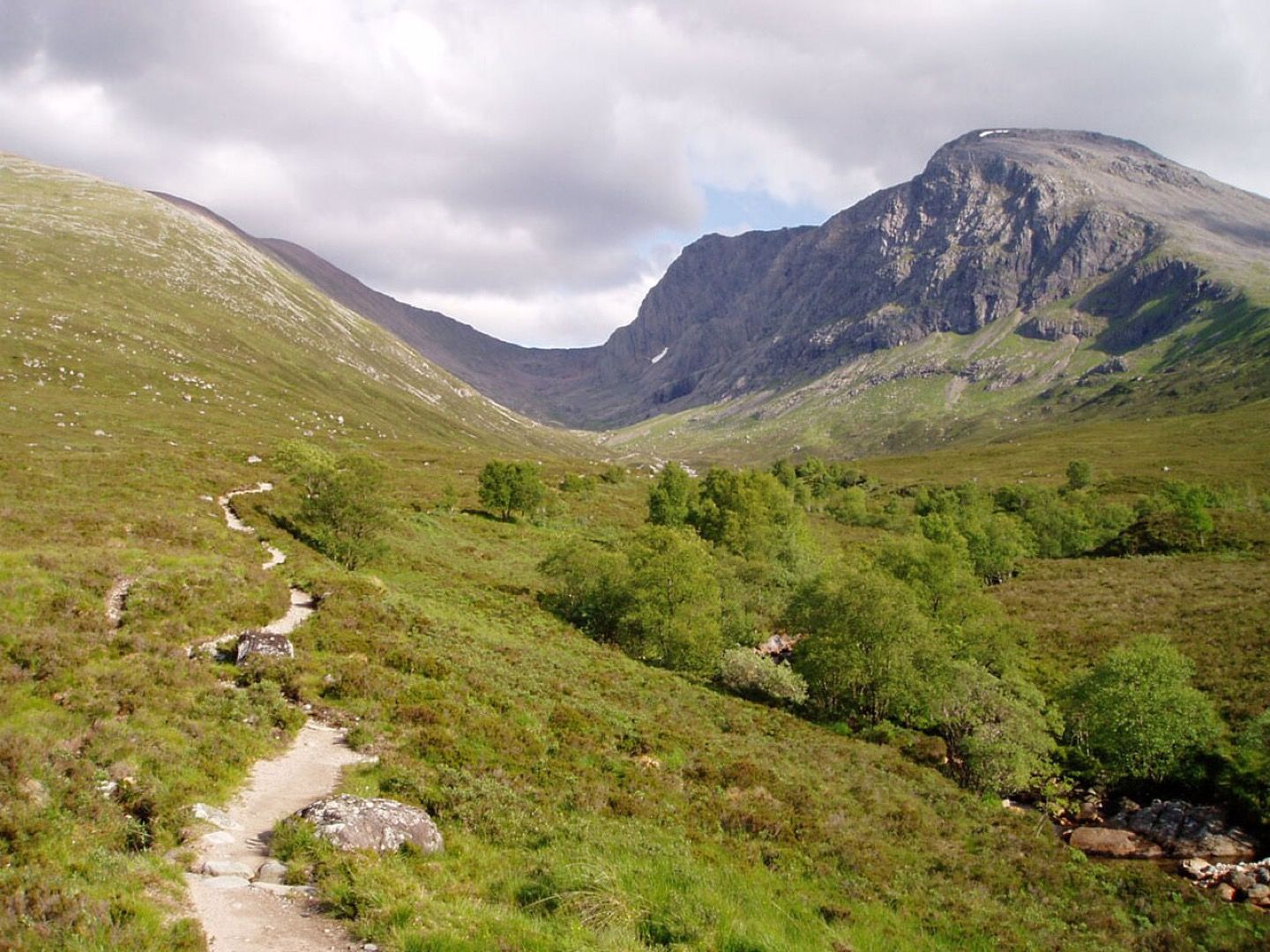 The path beside Allt a’ Mhuilinn on Ben Nevis