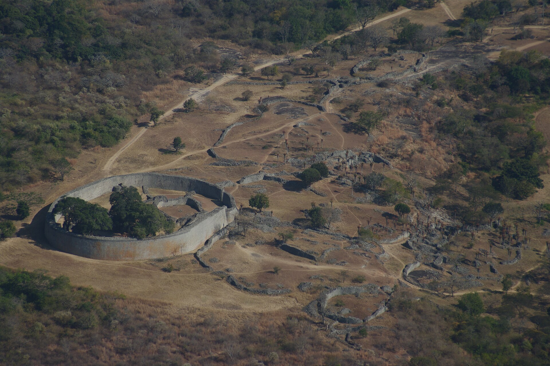 The stone walls of Great Zimbabwe in Zimbabwe