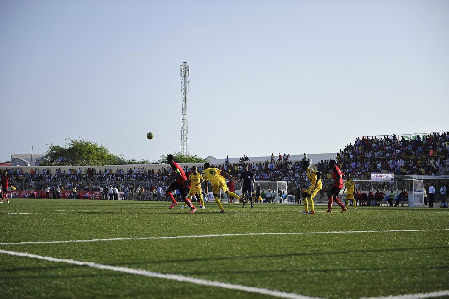 A football match at Banadir Stadium in Mogadishu, Somalia