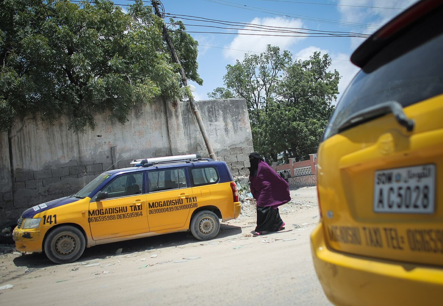 Taxis outside their company office in Mogadishu, Somalia