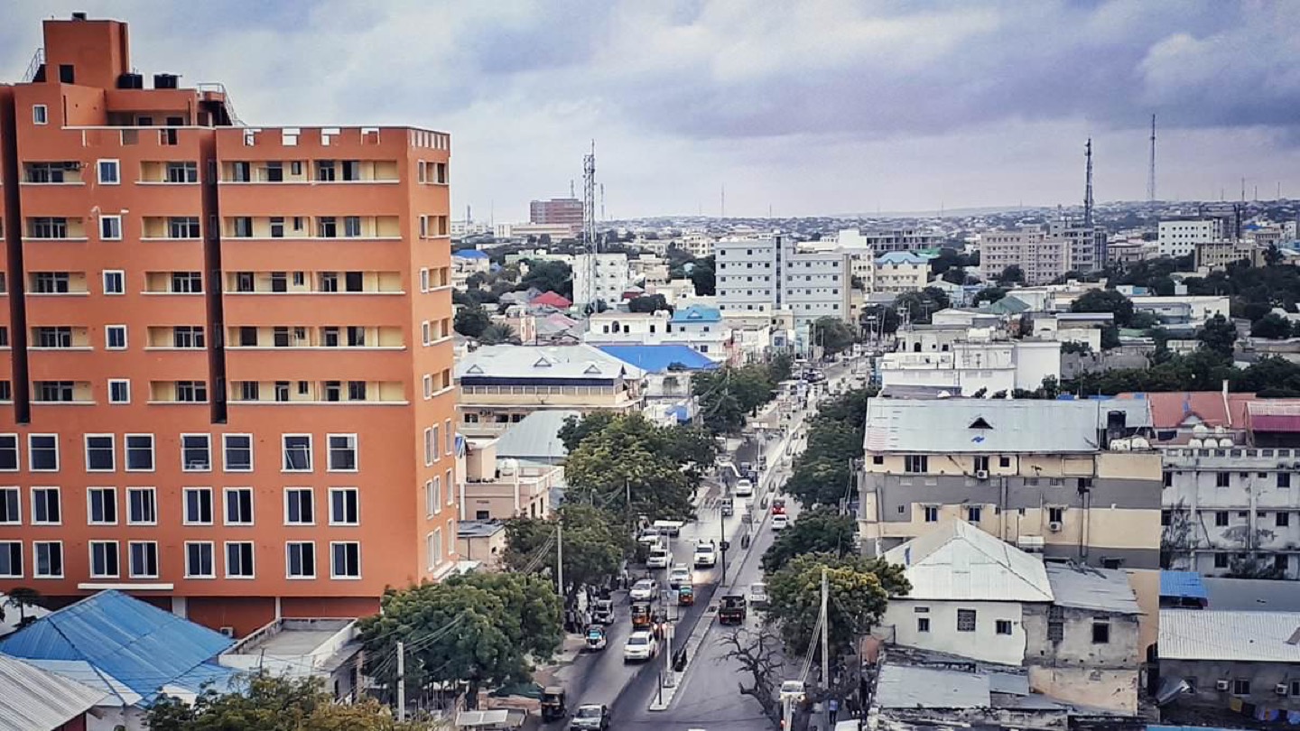The city and coastline of Mogadishu, Somalia
