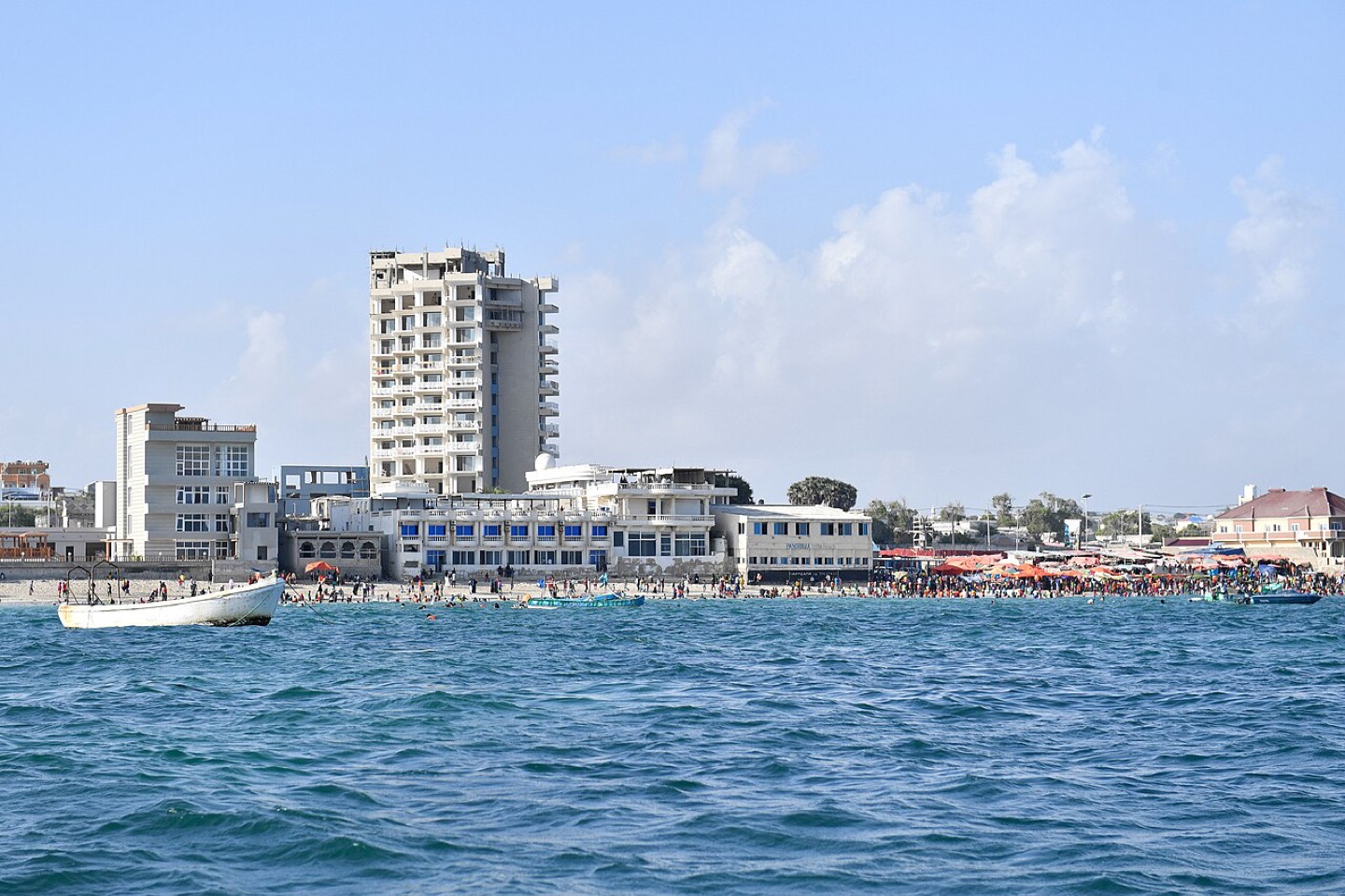 Lido Beach seen from the sea in Mogadishu, Somalia