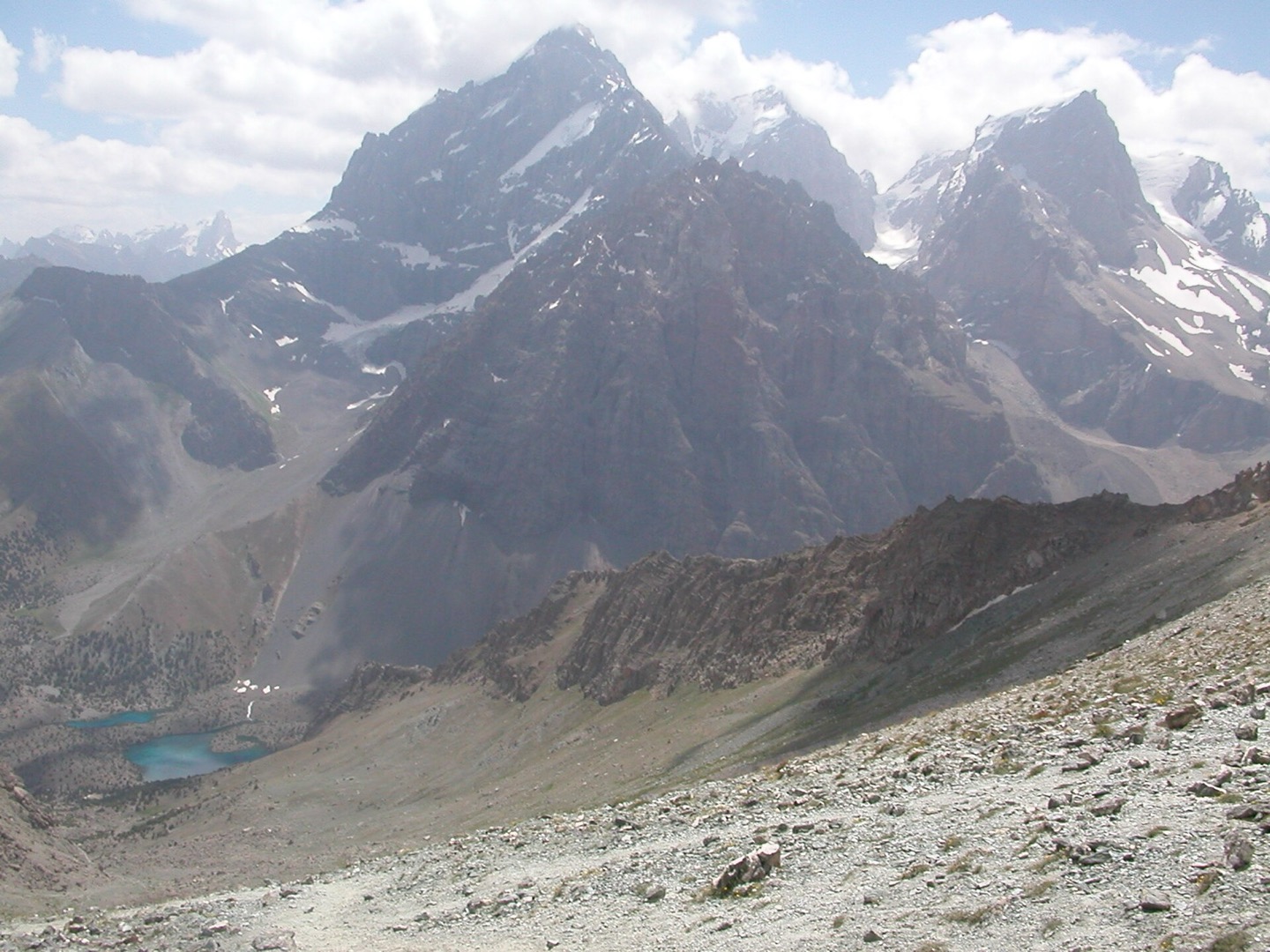 Chapdara and Bodhona peaks in the Fann Mountains, Tajikistan