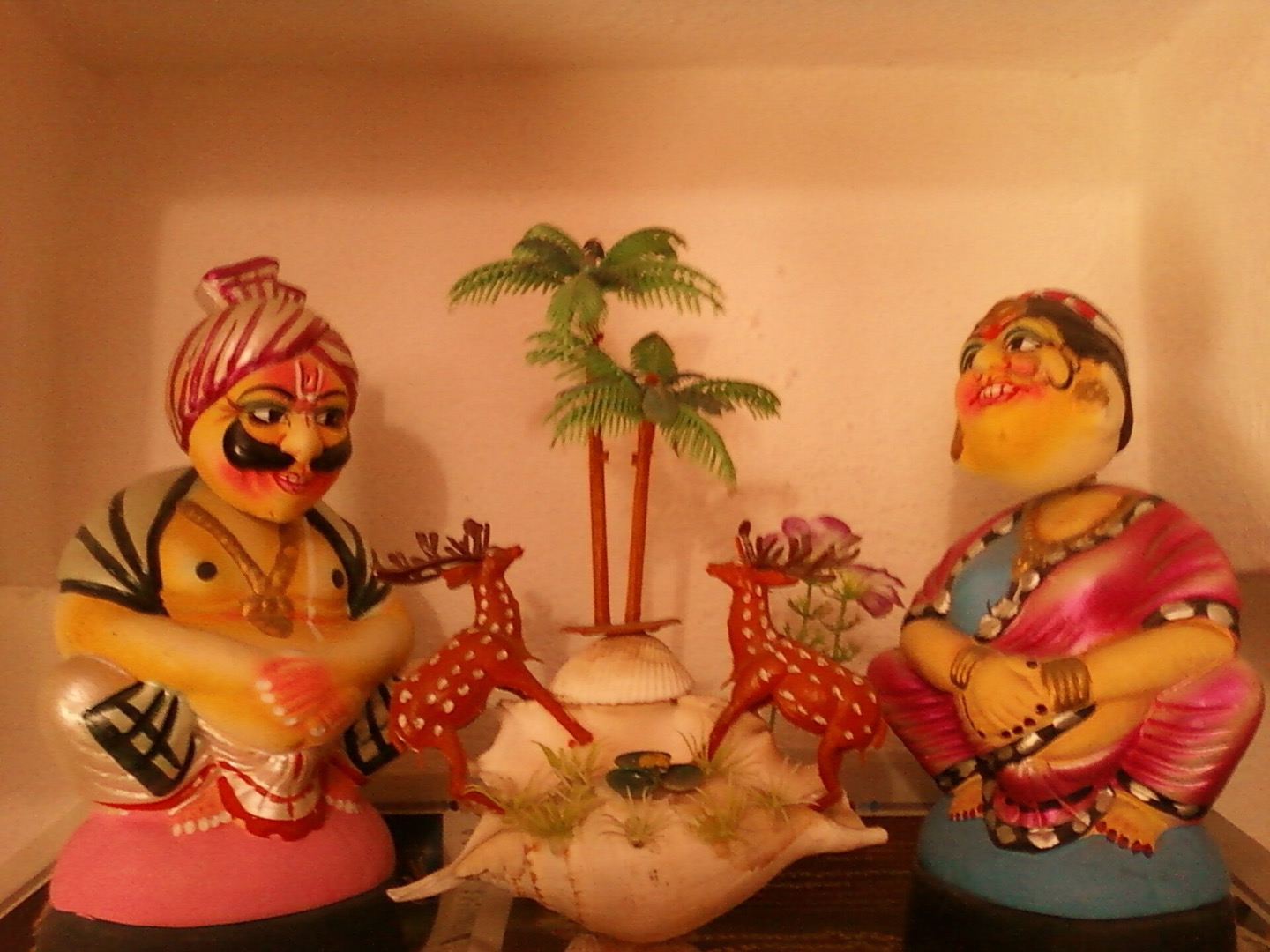 Kondapalli toys in a home in Vijayawada, Andhra Pradesh, India