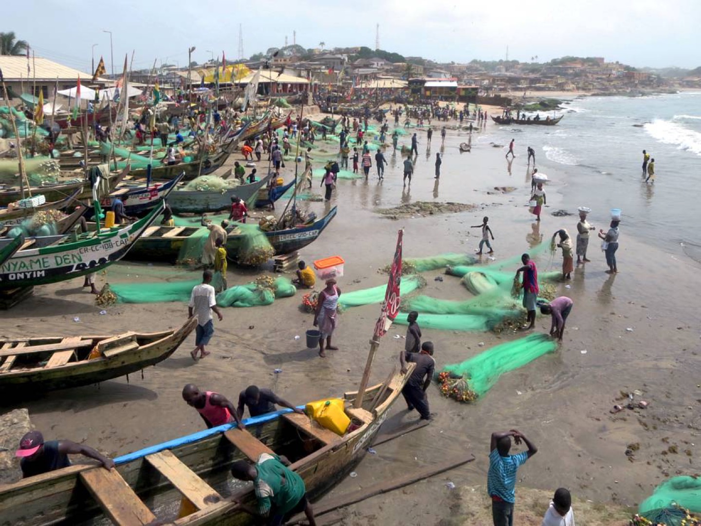 Fishing boats on the beach at Cape Coast, Ghana