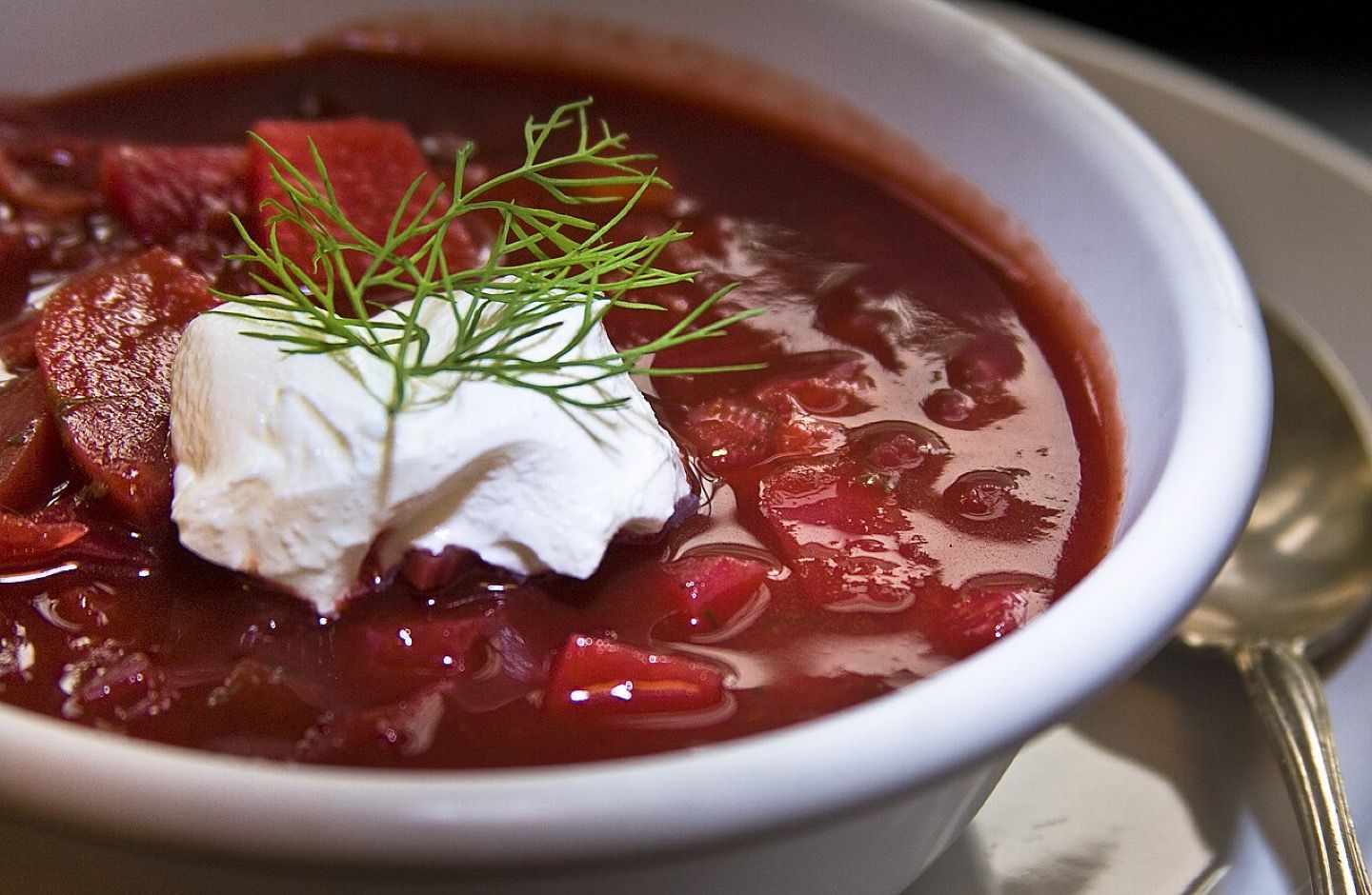 A bowl of Ukrainian borscht