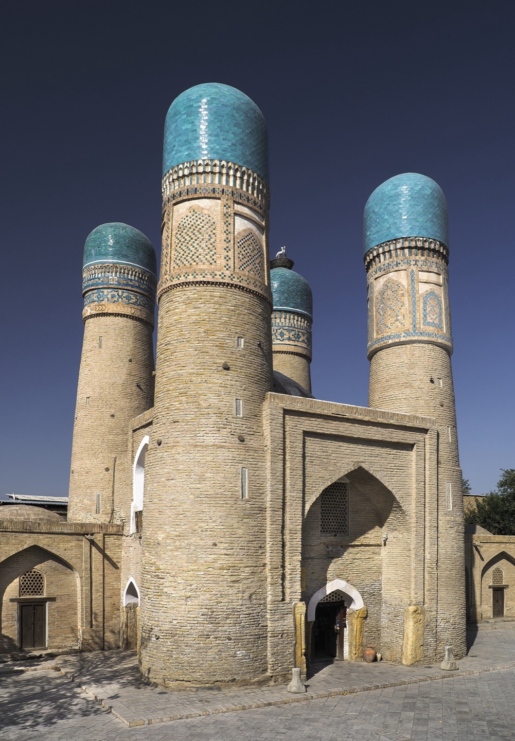 The four towers of Chor Minor in Bukhara, Uzbekistan