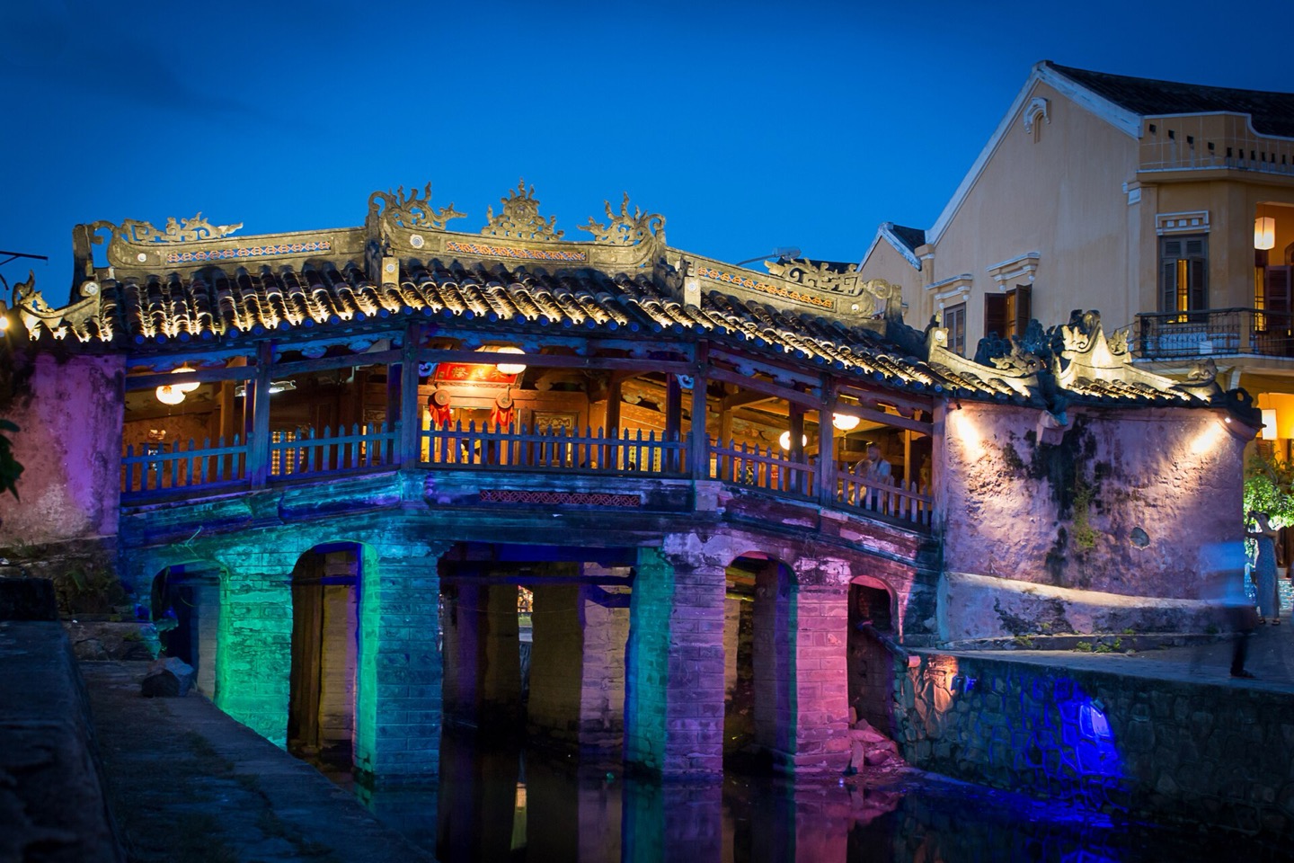 The Japanese Covered Bridge in Hoi An at night, Vietnam