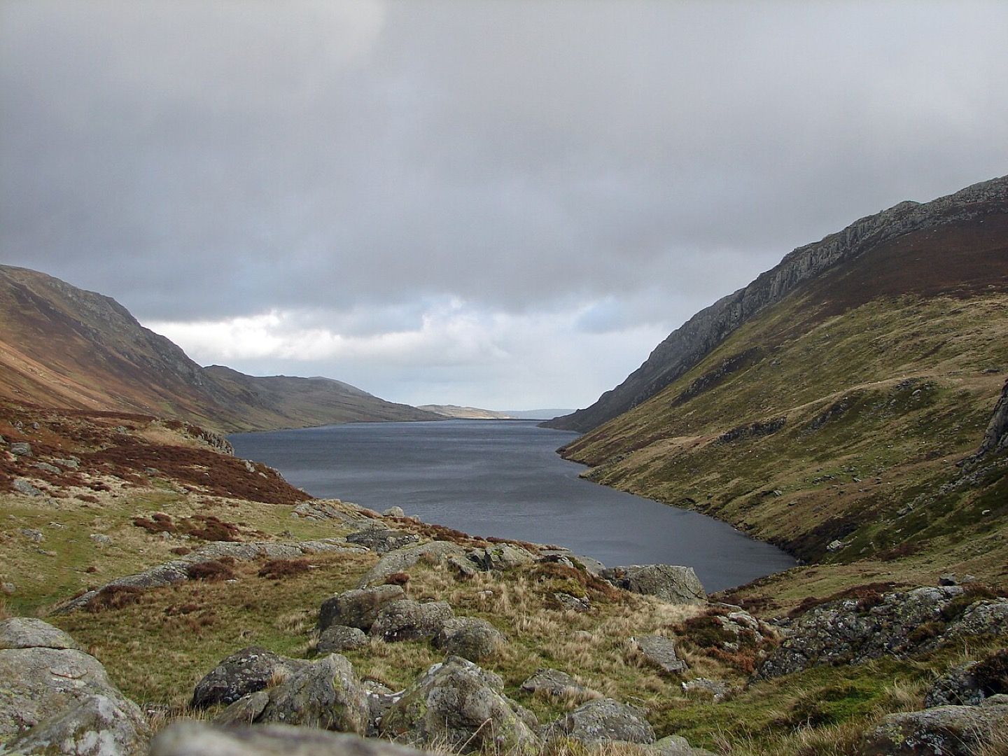 Rain over a lake in Eryri