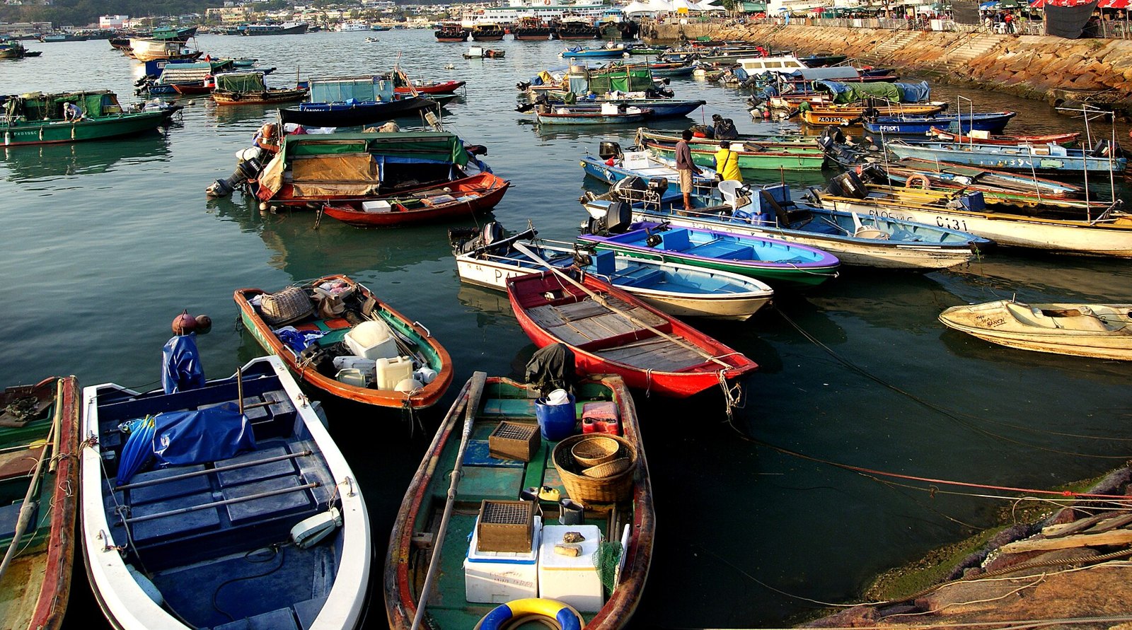 Fishing boats moored in Cheung Chau’s sheltered harbor
