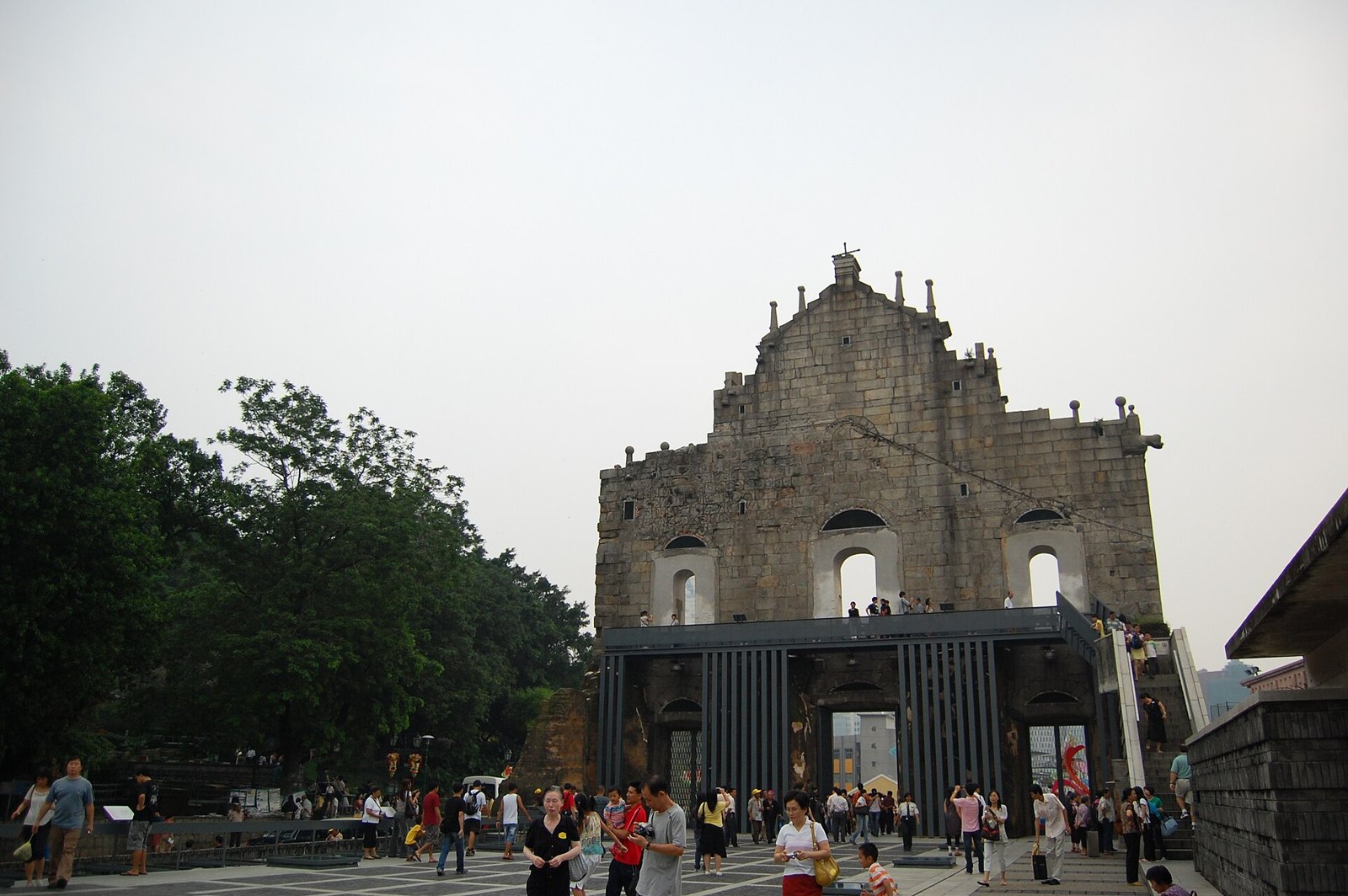 The surviving stone façade of St. Paul’s above its staircase in Macau